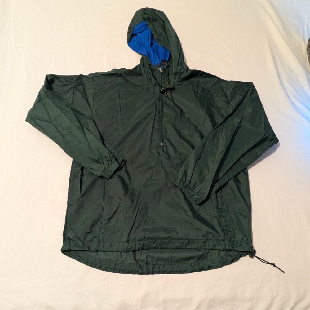 J.Crew Sport Men's Green Blue Half Zip Windbreaker Anorak Jacket Medium Nylon